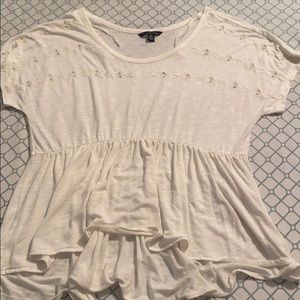 American eagle cream, high low peplum top